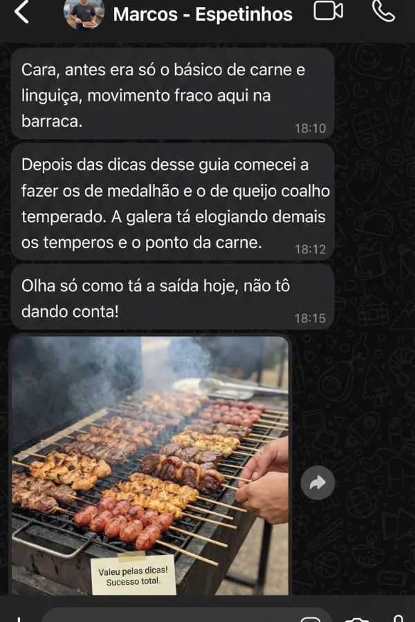 Depoimento de Marcos - Depois das dicas desse guia comecei a fazer os de medalhão e o de queijo coalho temperado